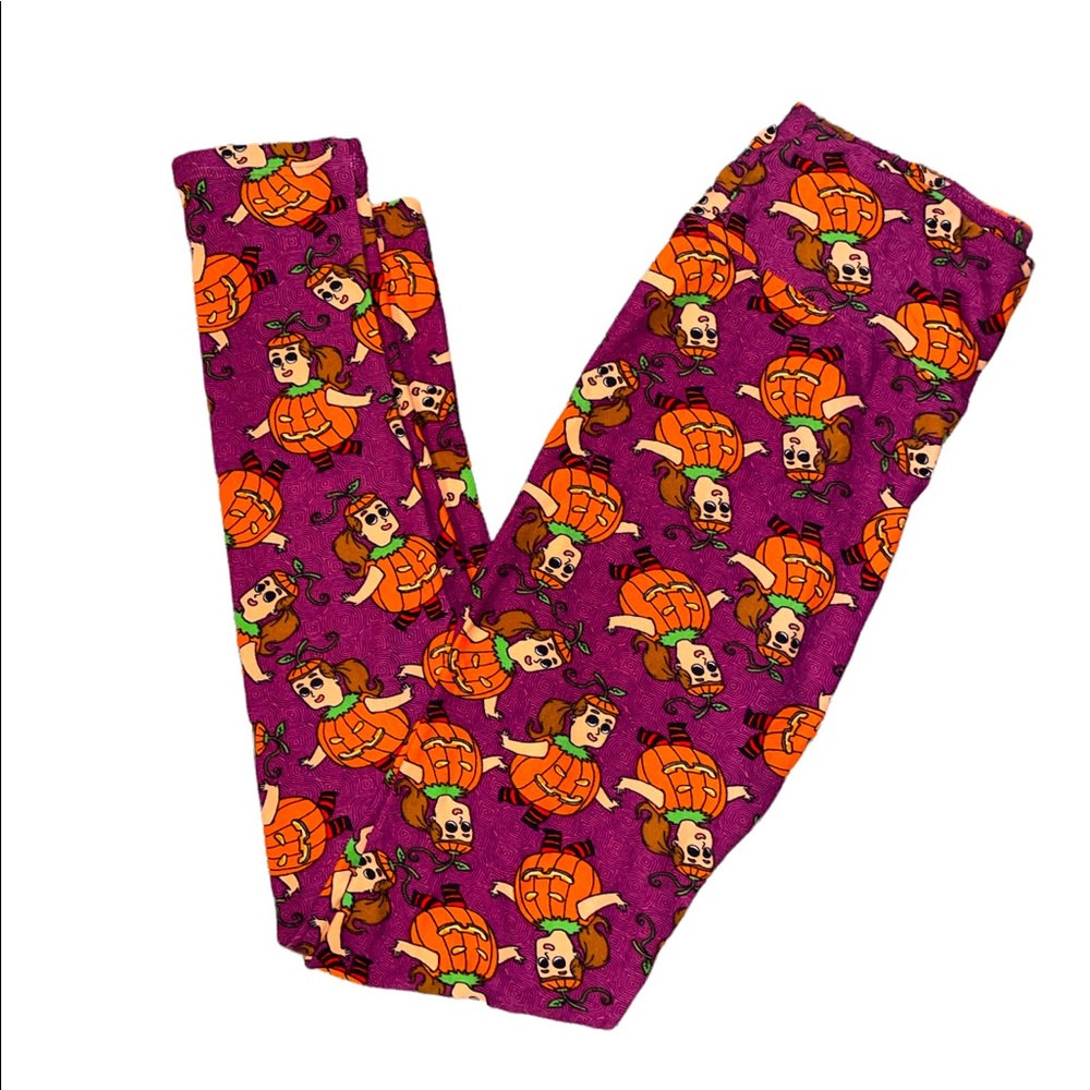LuLaRoe pumpkin girl Halloween leggings OS